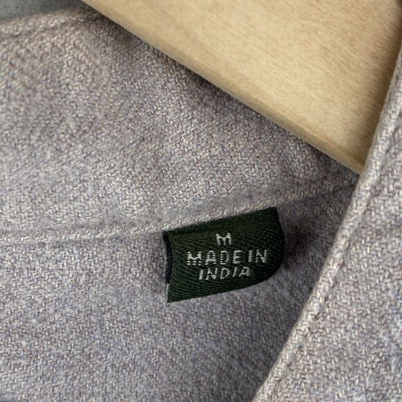 ORVIS Shirt Mens M Flannel Button Up Mandarin Collar Long Sleeve Gray Cotton - Picture 8 of 13